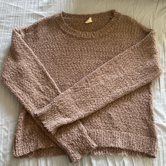 Brown mauve chunky pullover sweater - Picture 1 of 6